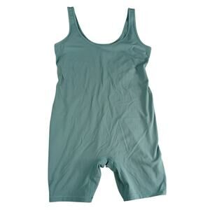 Isabel Maternity Romper Womens Small Blue Fitted Bodysuit Scoop Neck Shorts NWT